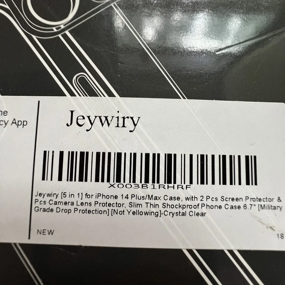 Jeywiry 5 in 1 iPhone 14 Plus Max Case Screen Protector Camera Len Crystal Clear